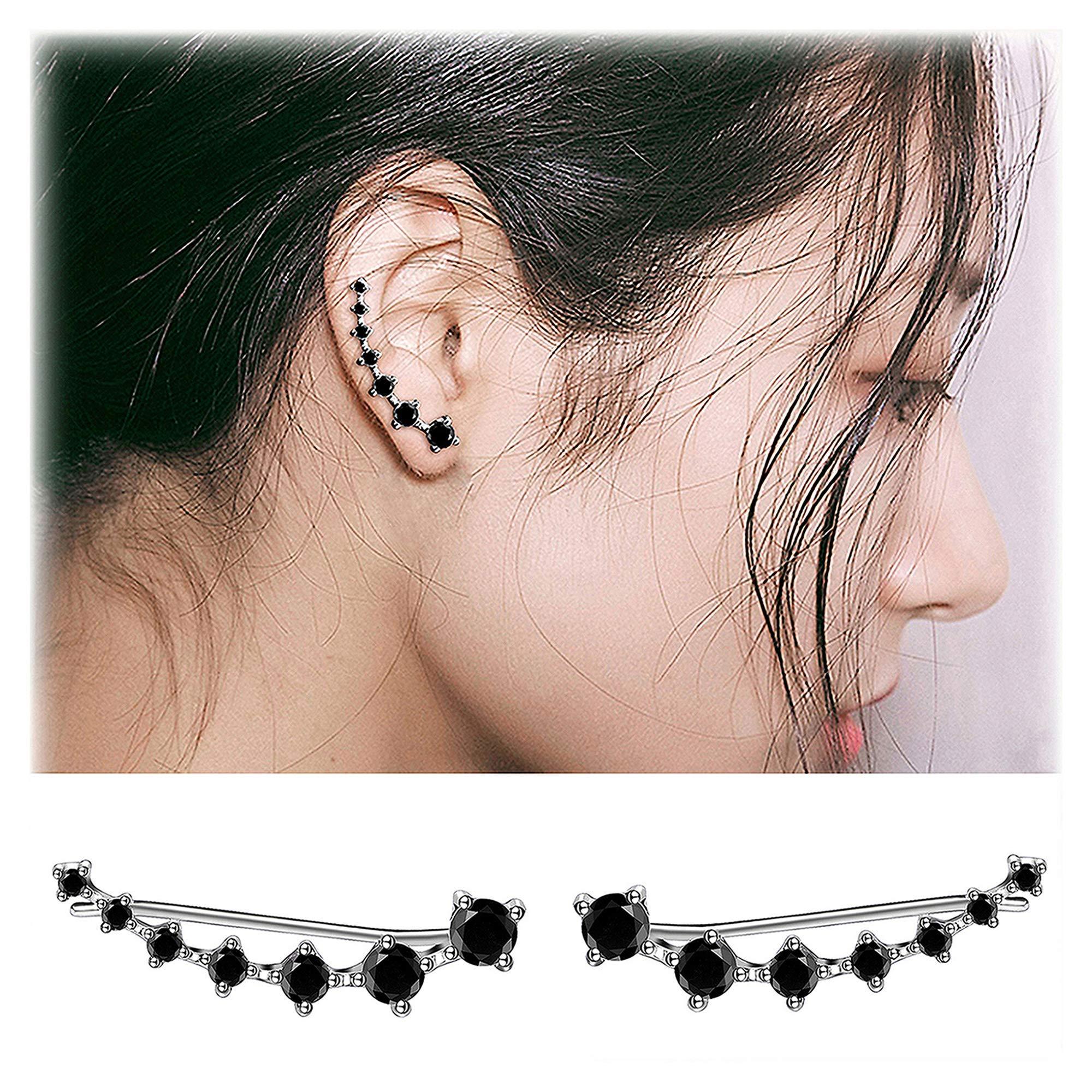 CIShopSimple Wave S925 Sterling Silver Ear Climber Crawler Cuff Earrings Hypoallergenic CIShopSimple Wave S925 Sterling Silver Ear Climber Crawler Cuff Earrings Hypoallergenic